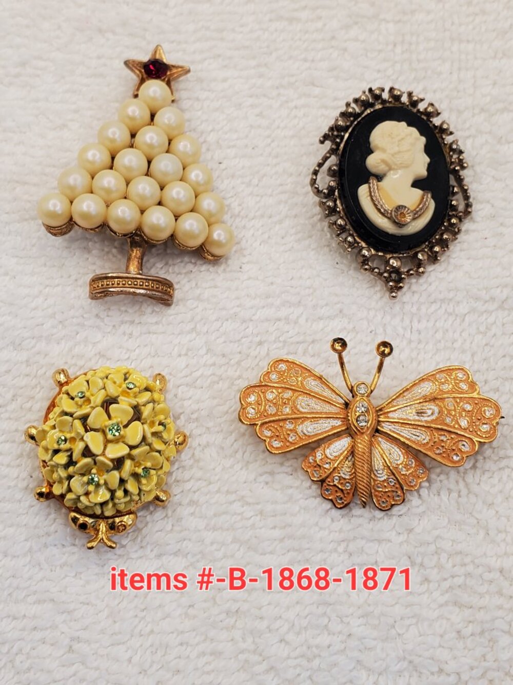 4 Brooches, items # B- 1868-1871,  wt. 43 grams.